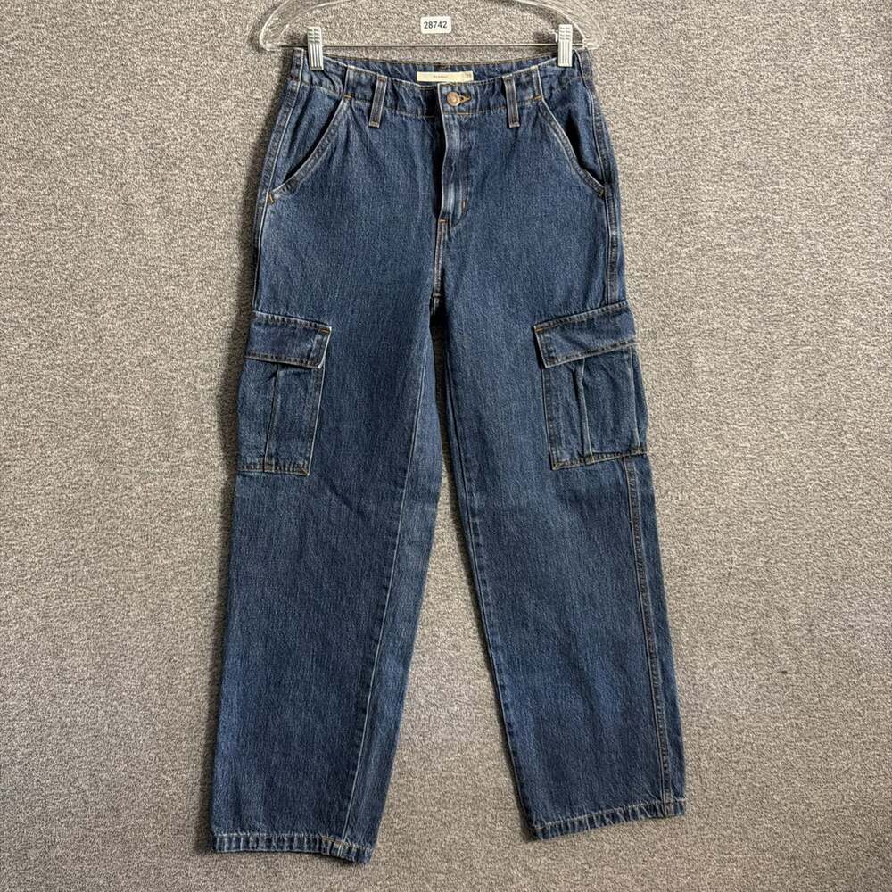 Levi's Women's Size 25/32 Blue Cotton 94 Baggy Straight Leg Cargo Jeans